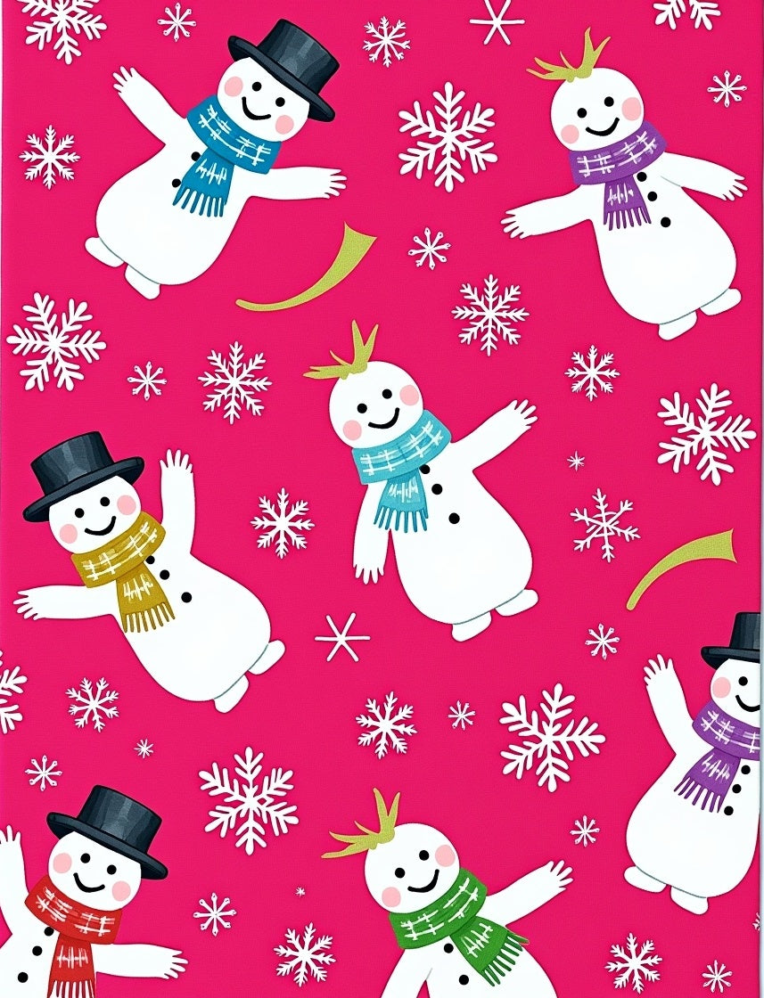 Charming Snowmen Festive Hot Pink Snowflakes Rug