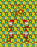 Whimsical Yellow Gnomes Floral Christmas Rug