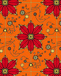 Vibrant Red Golden Floral Medallion Rug