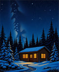 Cozy Cabin In Snowy Winter Night Rug