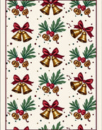 Golden Bells With Red Ribbon Holiday Rug