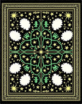 Cosmic Black Yellow Green Starry Trees Rug