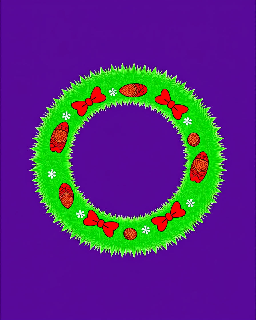Green Pinecone Bow Snowflake Wreath Rug