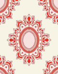 Crimson Floral Medallion Cream Rug