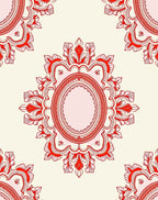 Crimson Floral Medallion Cream Rug