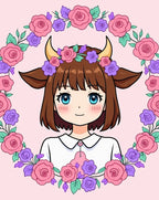 Anime Girl Pink Purple Floral Wreath Rug