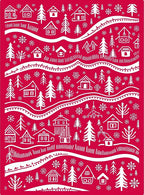 Rustic Red Village Snowy Trees Rug