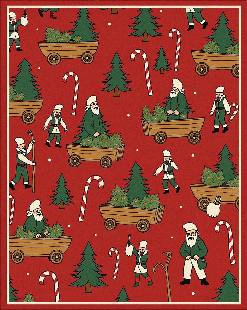 Christmas Trees and Candy Canes Scene Rug