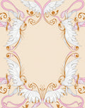 Delicate White Wings Pink Swirls Border Rug