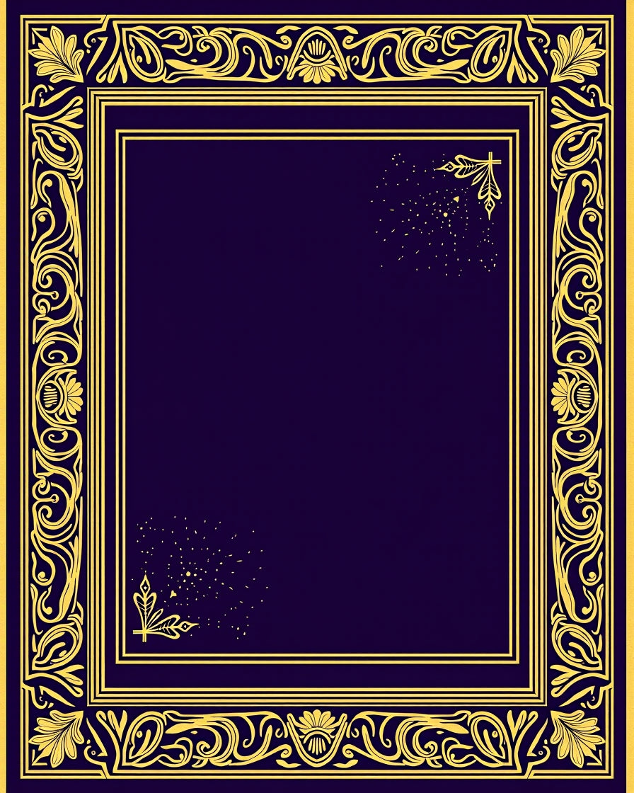 Regal Golden Floral Border Rug