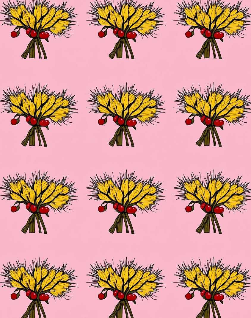 Golden Wheat Red Berry Meadow Rug
