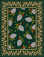Green Pinecone Botanical Border Rug