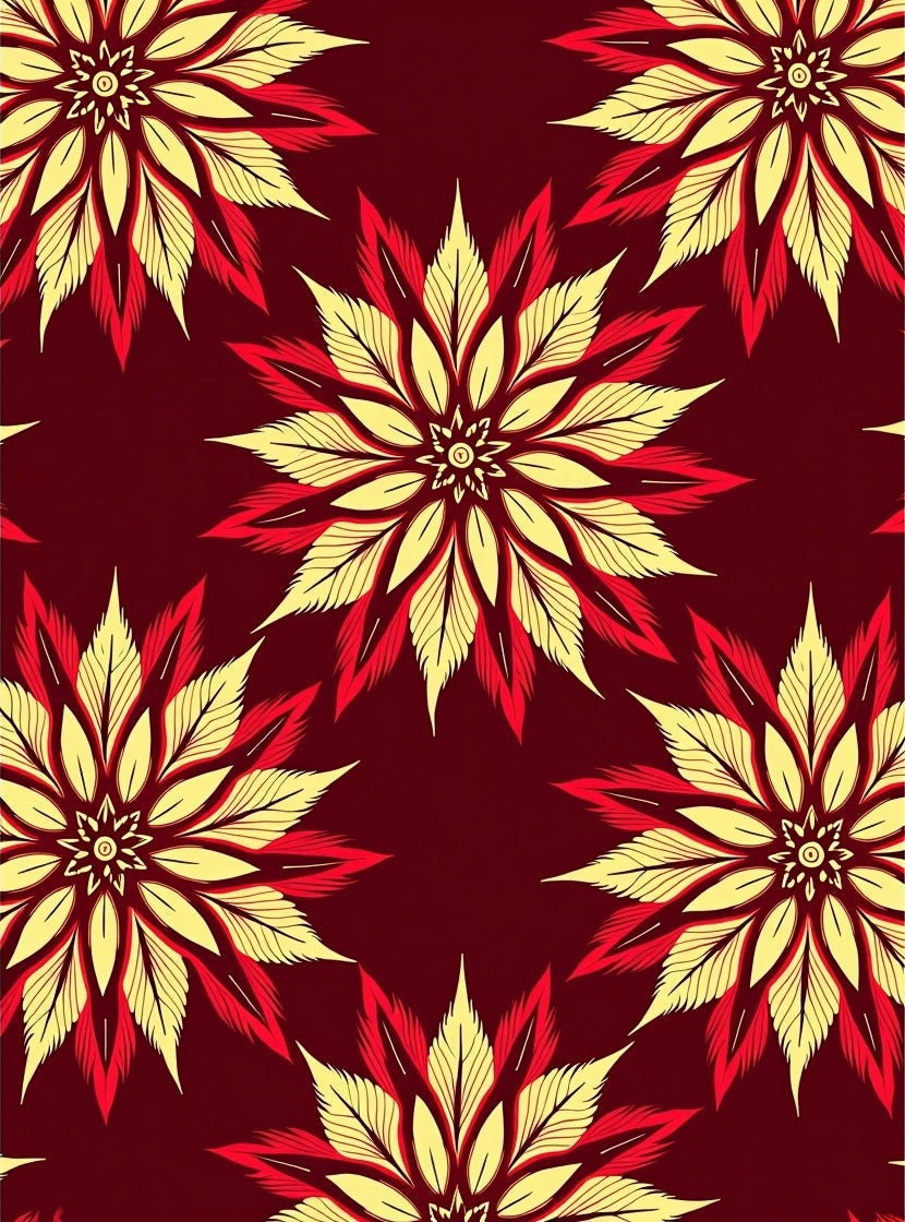 Crimson Sunburst Floral Mandala Rug