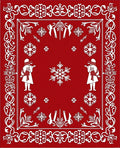 Red White Winter Snowflake Figures Border Rug