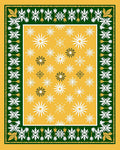 Golden Yellow White Snowflake Border Rug