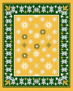 Golden Yellow White Snowflake Border Rug