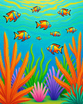 Vibrant Orange Fish Underwater Scene Rug