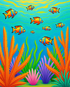 Vibrant Orange Fish Underwater Scene Rug