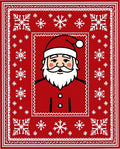 Red Santa Claus Snowflake Border Rug