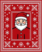 Red Santa Claus Snowflake Border Rug