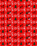 Festive Red Reindeer and Tree Collage Rug