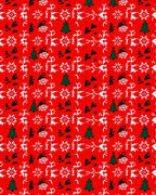 Festive Red Reindeer and Tree Collage Rug