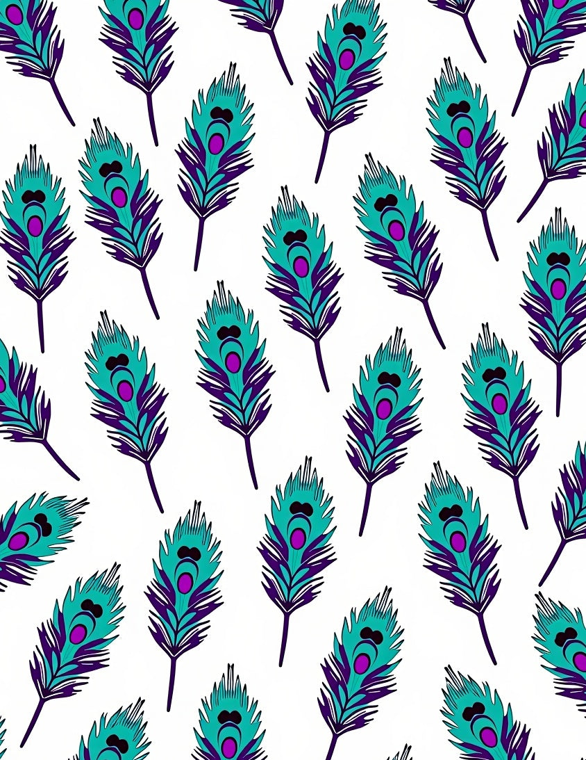 Teal Purple Peacock Feather Pattern Rug