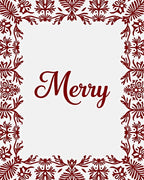 Crimson Floral Border Merry Script Rug