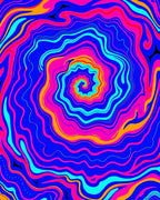 Vibrant Psychedelic Swirl Magenta Rug