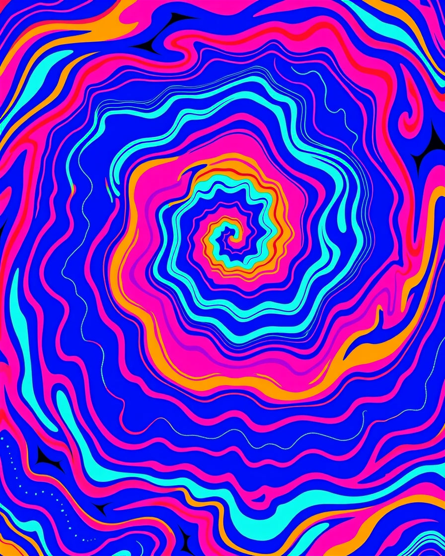 Vibrant Psychedelic Swirl Magenta Rug