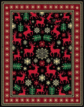 Crimson Reindeer Snowflake Forest Border Rug