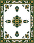 Green Gold Elaborate Floral Lattice Rug