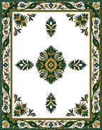 Green Gold Elaborate Floral Lattice Rug