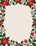 Rustic Red Floral Holiday Border Rug