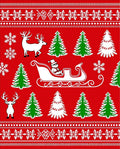 Red Christmas Trees Reindeer Santa Sleigh Rug
