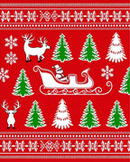 Red Christmas Trees Reindeer Santa Sleigh Rug