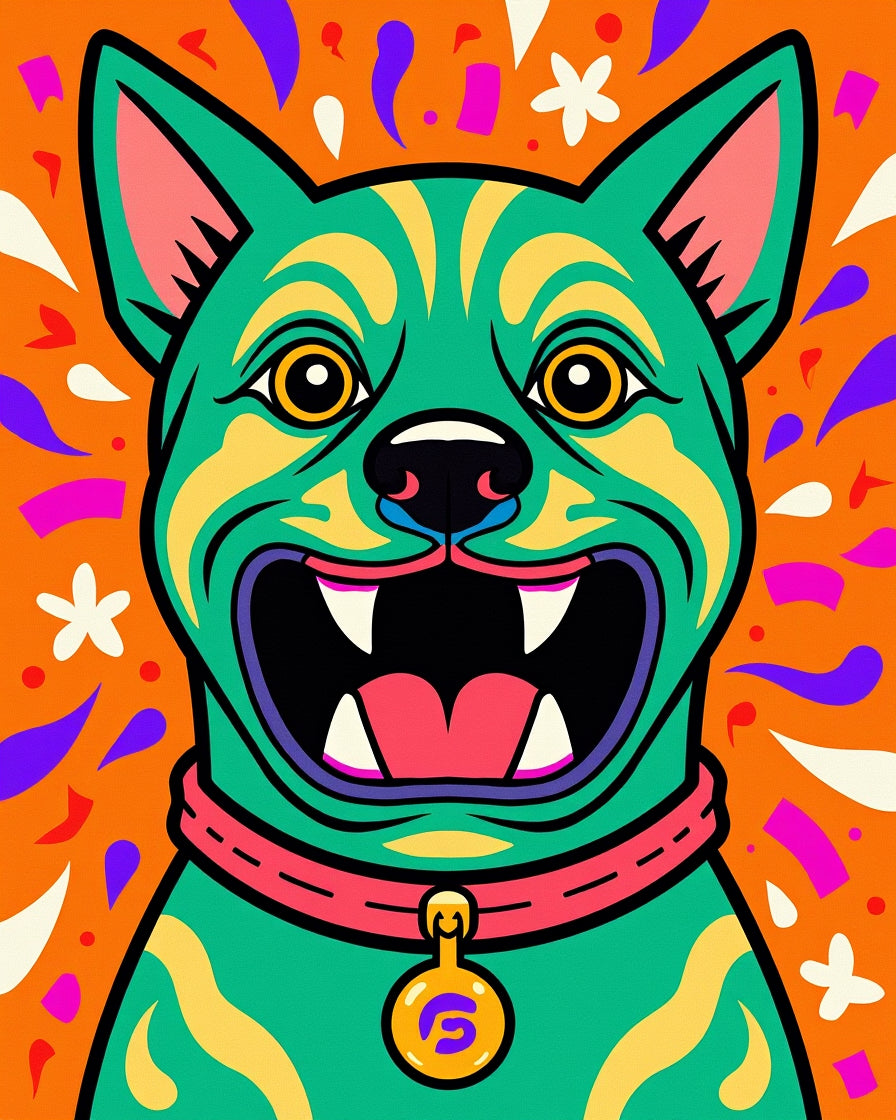 Vibrant Emerald Dog Confetti Whimsy Rug