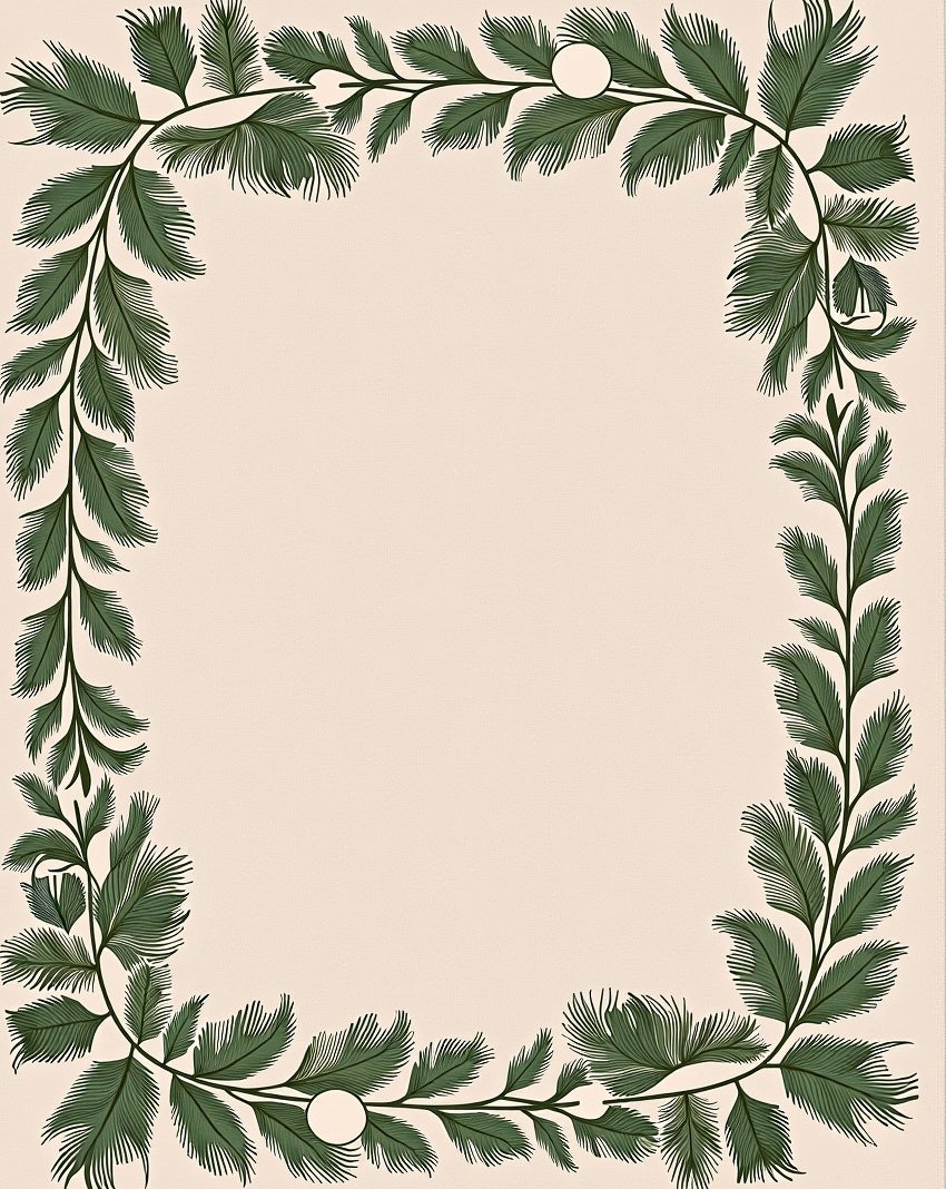 Deep Green Fern Border Rug