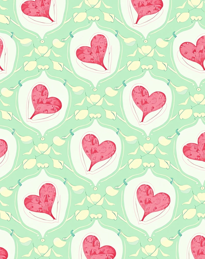 Whimsical Red Heart Floral Lattice Rug