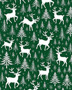 White Deer Forest Christmas Scene Rug