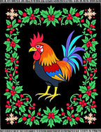 Vibrant Rooster Berry Garland Black Rug