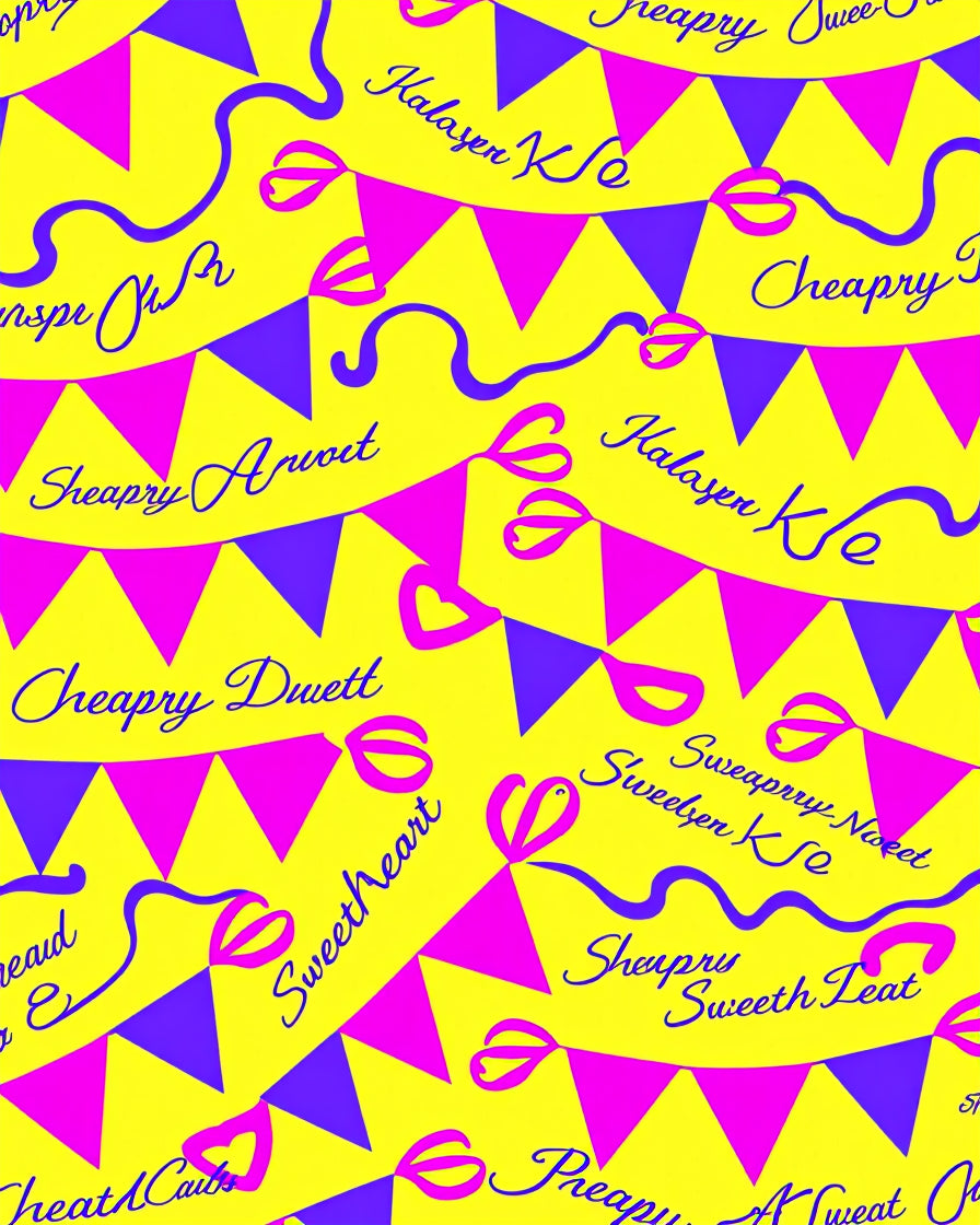 Yellow Pink Blue Bunting Hearts Rug