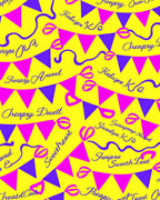 Yellow Pink Blue Bunting Hearts Rug