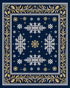 Navy Gold Snowflake Border Rug
