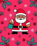 Jolly Santa Claus Candy Cane Holly Rug