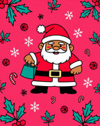 Jolly Santa Claus Candy Cane Holly Rug