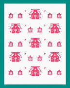 Pink Scandinavian House Repeat Rug