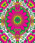 Vibrant Pink Green Yellow Floral Medallion Rug