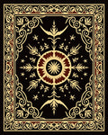 Black Golden Floral Medallion Starburst Rug