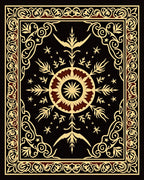 Black Golden Floral Medallion Starburst Rug